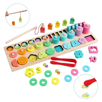

Wooden Number Puzzle Sorting Montessori Toys for Toddlers Shape Sorter Game Preschool Education Math Stacking Block Learning Woo