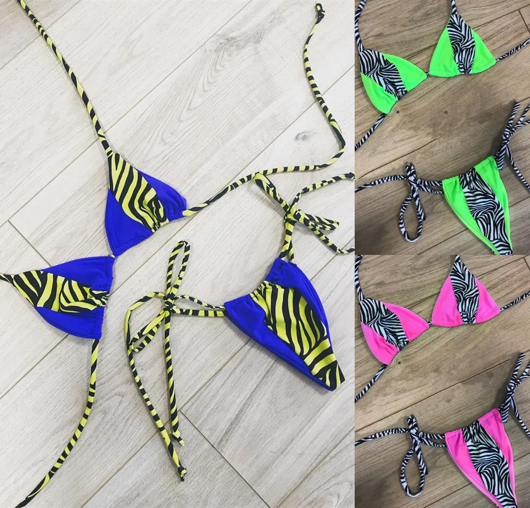 

Zebra striped bikinis set Secy Micro bikini push up Two piece swimsuit women Patchwork swimming suits Leopard bikini 2020 mujer