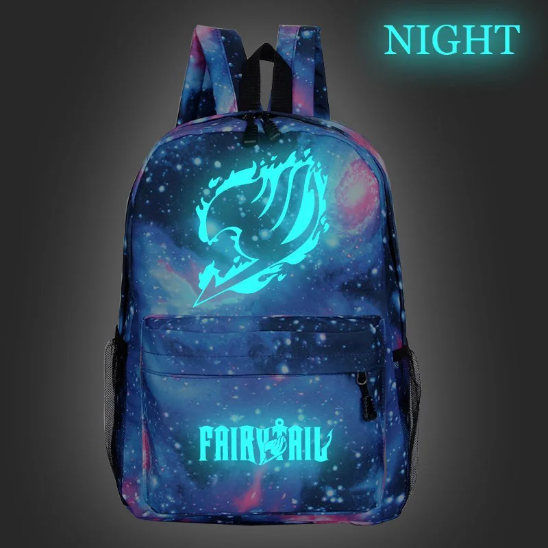 

hot sale Fairy Tail Luminous backpack men women Boys Girls teens rucksack Fairy Tail printing Galaxy Backpack fashion school bag