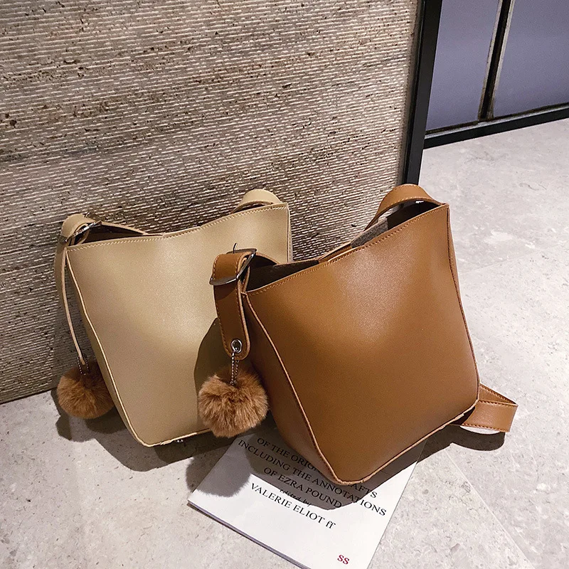 

Online Celebrity Bucket Bag 2020 Autumn And Winter New Style Simple Versatile Explicit Elegant Large-Volume Wide-Strap WOMEN'S B