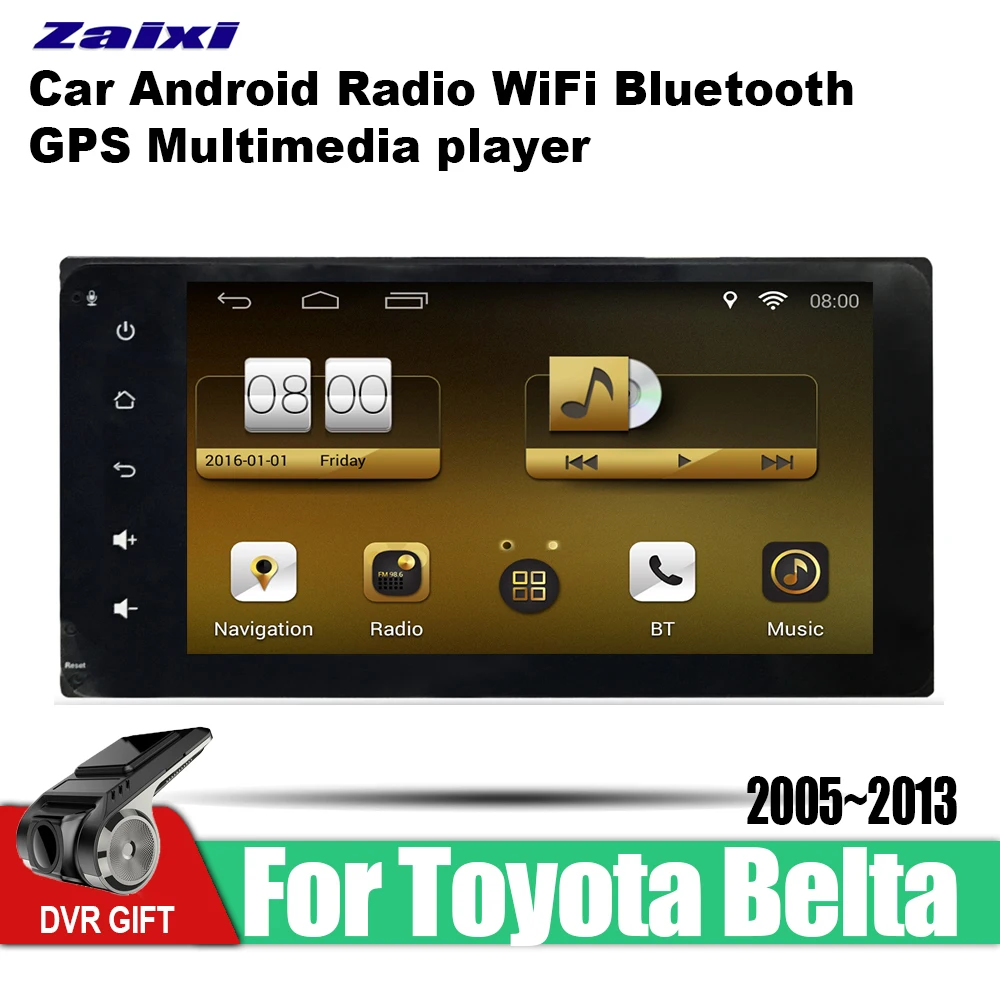 Автомобильная Мультимедийная GPS-навигация ZaiXi 2 din Android для Toyota Belta Limo Вьетнам Yaris 2005