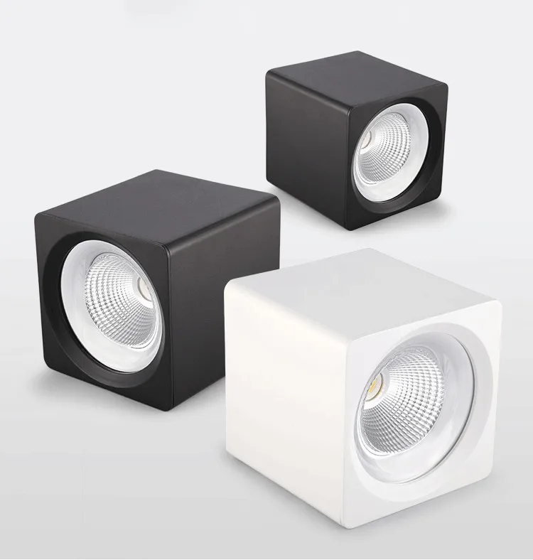 Downlight de Alta Quadrado Branco Preto Pode Ser Escurecido Superfície Montado Teto Potência 8 w 12 15 20 Luz Ponto 3000 k 4000 6000 - 2 ??????cob?????????????10w20w30w?????-tmall_01
