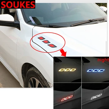 

6Pcs Car hood Reflective Strips Sticker For Renault Megane 2 3 Duster VW Touran Passat B6 Golf 7 T5 T4 Fiat 500 Accessories