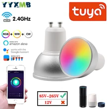 LED Smart GU10 Spotlights Tuya Smart Home Lamp WiFi 5W LED Bulbs Remote Voice Control RGB+CW+WW Dimmable Light