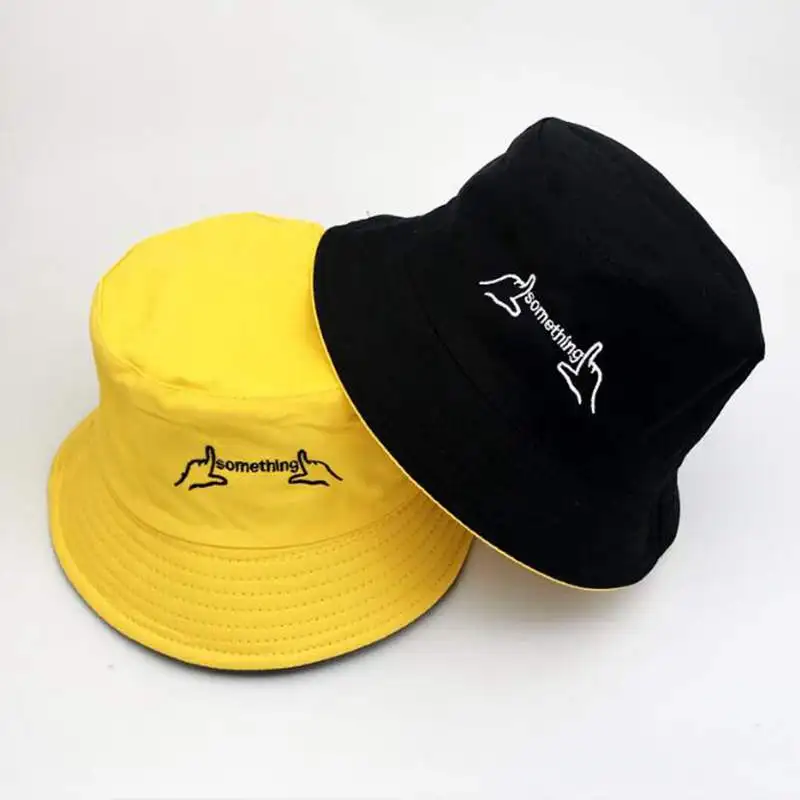 yellow black Унисекс письмо Мужская шляпа-Панама женская хип-хоп Шапка двухсторонняя шляпа рыбака Летняя Повседневная шляпа, Панама для защиты от солнца - Цвет: yellow black