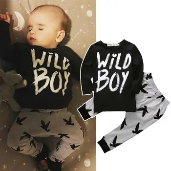 

Newborn Toddler Infant Kid Baby Boy Autumn Winter Clothes Letter Long Sleeve T-shirt Tee+Long Pants Outfits Set 6-18M