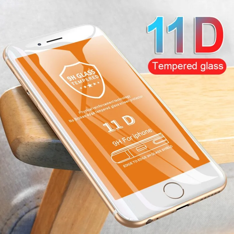 

11D Curved Edge Protective Glass on the For iPhone 7 8 6 6S Plus Tempered Screen Protector For iPhone 8 7 6 6s Plus Glass Film