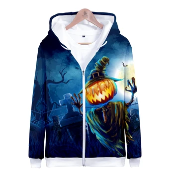 

Halloween Fashion 3D Zipper Hoodies Fans Men Women Spring Pumpkin Face Funny Long Sleeve Funny Print Halloween Hoodies