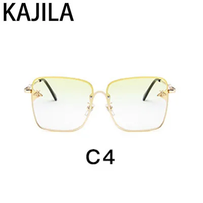Новое поступление, большие квадратные солнцезащитные очки в виде пчелы, женские брендовые дизайнерские солнцезащитные очки в металлической оправе с градиентом, солнцезащитные очки для женщин UV400 1843 - Цвет линз: C4
