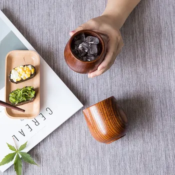 

Japanese Style Wooden Cup Wooden Tea Cup Pot Belly Cup Solid Wood Cups 1