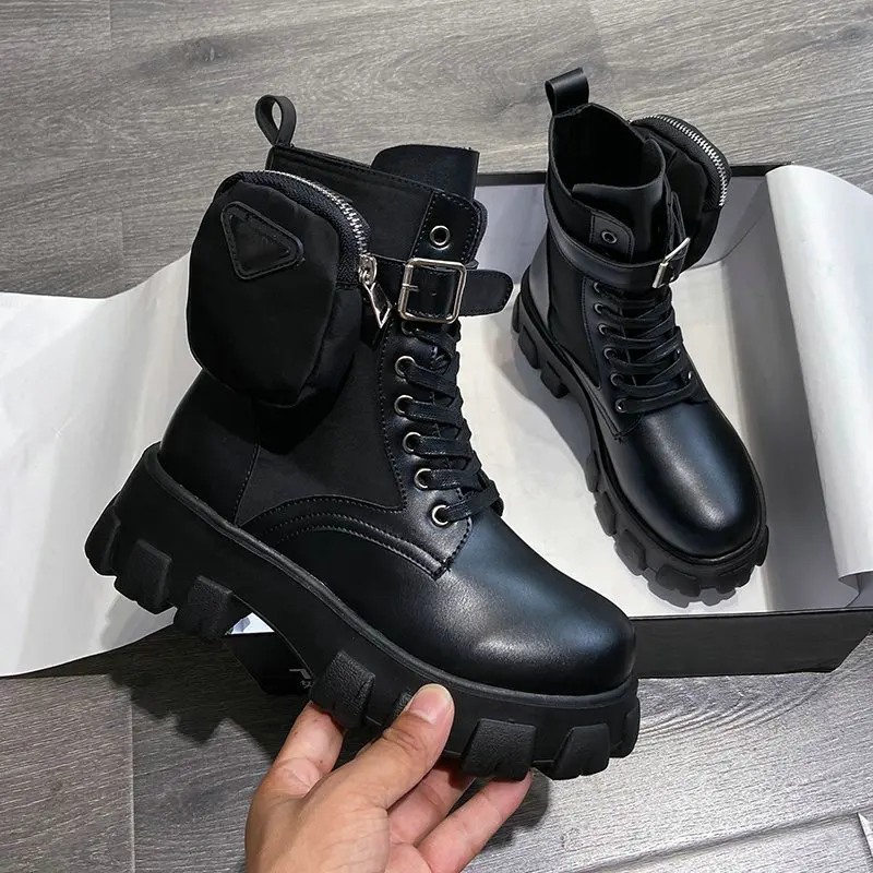 chunky heel platform combat boots