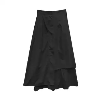 

Hot Women Lady Casual Solid Color Loose High Waist Pleated Irregular Hem Long Skirt High Waist Pleated Irregular Hem Long Skirt