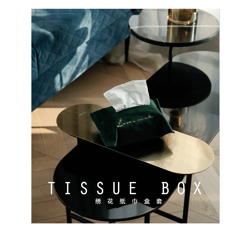 01车载纸抽盒_ins北欧刺绣丝绒纸巾盒-布艺绣花纸巾套车载