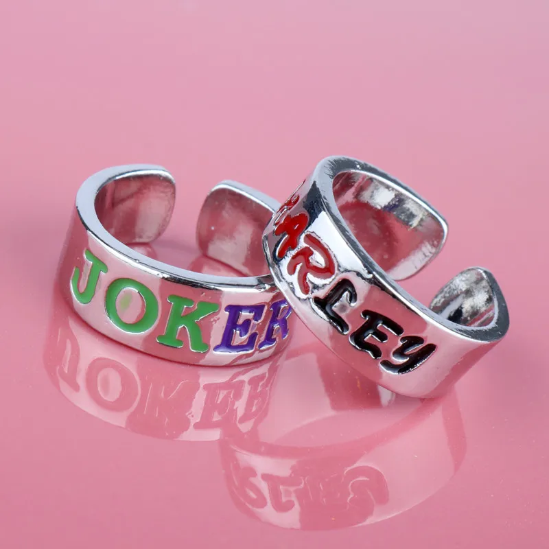 1 pair Пара колец отряд самоубийц Джокер и харлейквин Lettering открытие кольцо Любовник Ювелирные изделия Подарки - Цвет основного камня: 1 pair