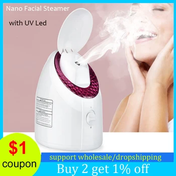 

Fine Nano Ionic Facial Steamer Buitt-in UV Lamp Remove Blackhead Acne Unclogs Pores Facial Deep Cleaning Sprayer Steaming Device
