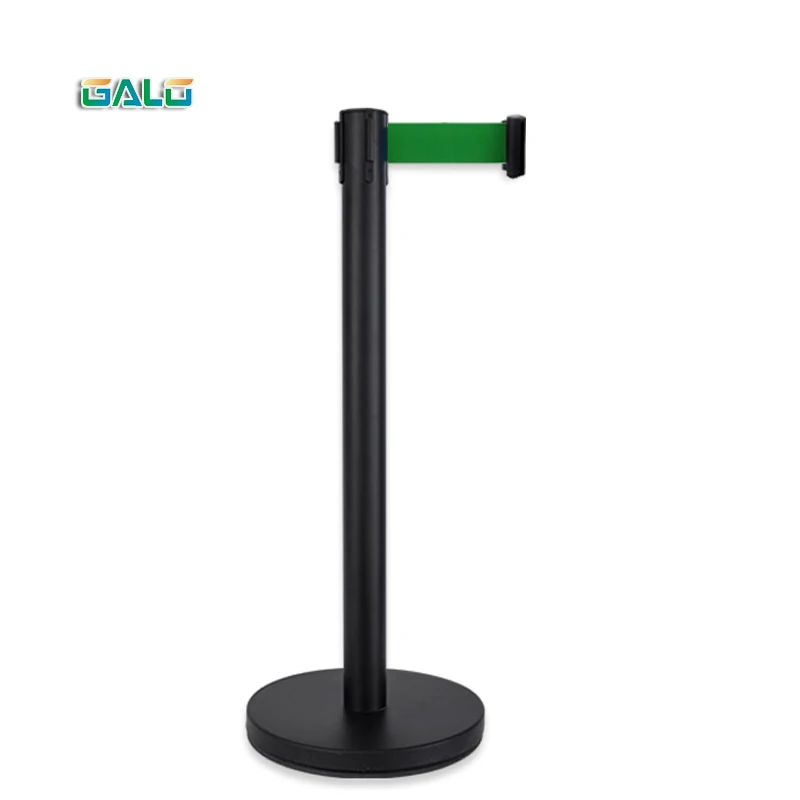 Matte black pillar Retractable Belt Queue pole Barrier Retractable Stanchions for Crowd Control