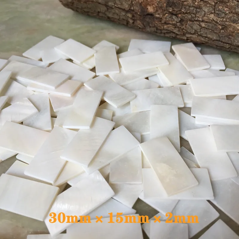 20pcs Natural Freshwater Mother of Pearl Shell Mosaic Tile DIY Accessories and Wood Inlay Carved Material Size 30mm /15mm /2mm