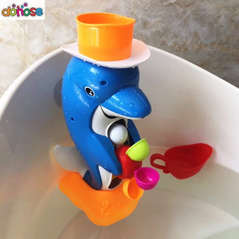 Игрушки для ванны, детский душ, утка, водное колесо, дельфин, игрушки, животные, для плавания, пляжные игрушки, утка, сдавливает звук, скрипучий, для детей, водные игрушки - Цвет: Коричневый