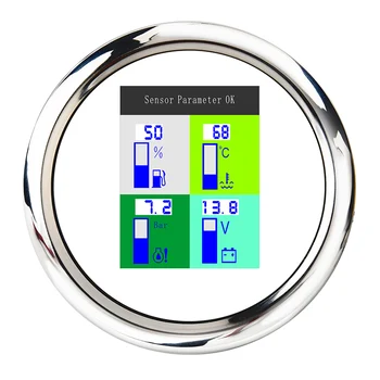 

Digital 4 in 1 Multi-function 85mm Fuel Level Gauge Water Temp Meter Oil Pressure 0-10 Bar Voltmeter 9~32V With Alarm