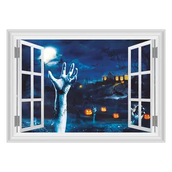 

3D Halloween Horrible Window Stickers Pumpkins Bloody Hands Pattern Wall Stickers Decoration For Home Party Halloween