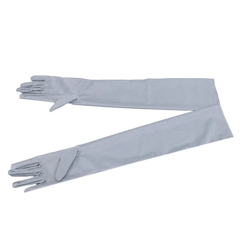 Женские длинные перчатки на осень и зиму, модные однотонные женские атласные перчатки для вечеринок - Цвет: gray
