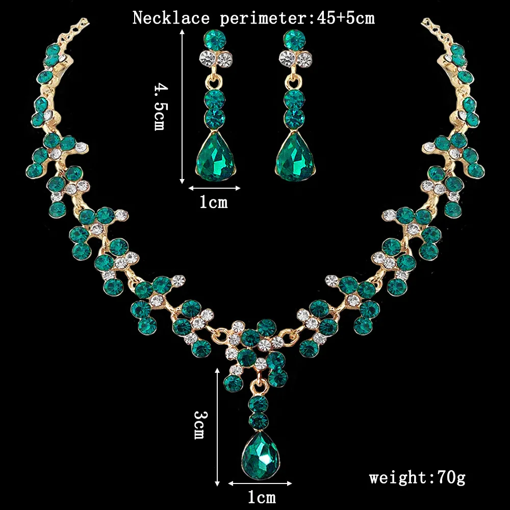 KMVEXO Crystal Bridal Wedding Jewelry Sets Women Gold Color Rhinestone Necklace Long Earrings Set Dress Accessories Bridesmaid jewelry sets jewelry set
