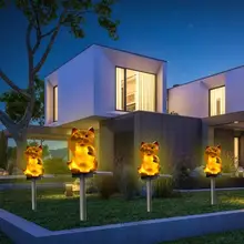 Светодиодный светильник для сада на солнечной батарее в форме котенка, ночные светильники, водонепроницаемый светильник на солнечной батарее для дома, сада, креативное солнечное освещение