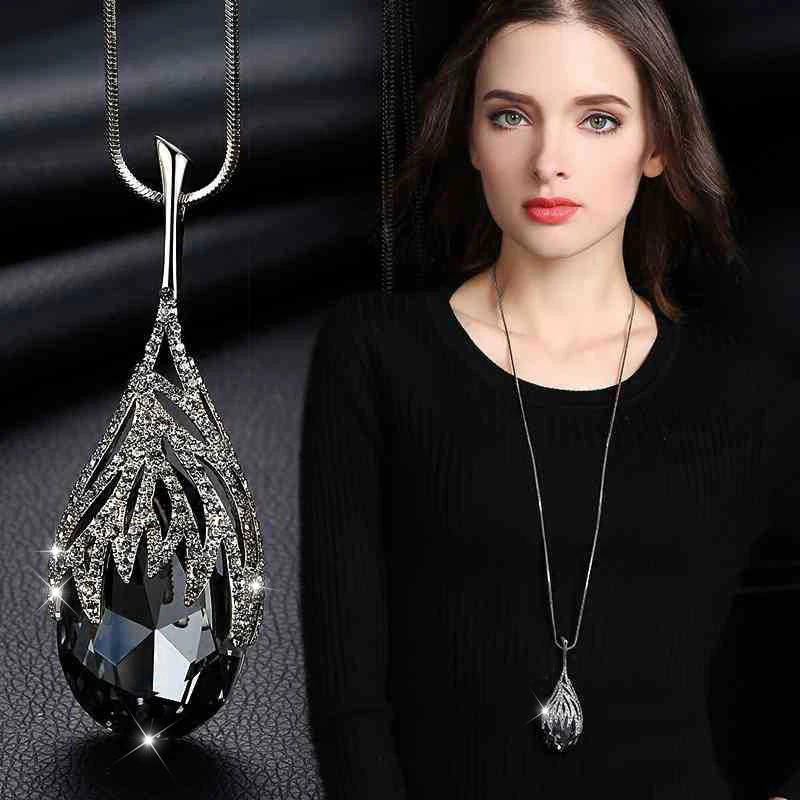 Collares largos para gargantilla de cristal gris a la collares llamativos y colgantes, accesorios, novedad de 2022|Collares colgantes| - AliExpress