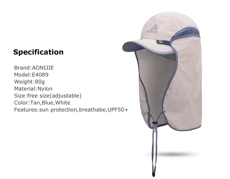aonijie unisex chapéu de pesca viseira de sol chapéu ao ar livre upf proteção solar com removível orelha pescoço aba capa para caminhadas