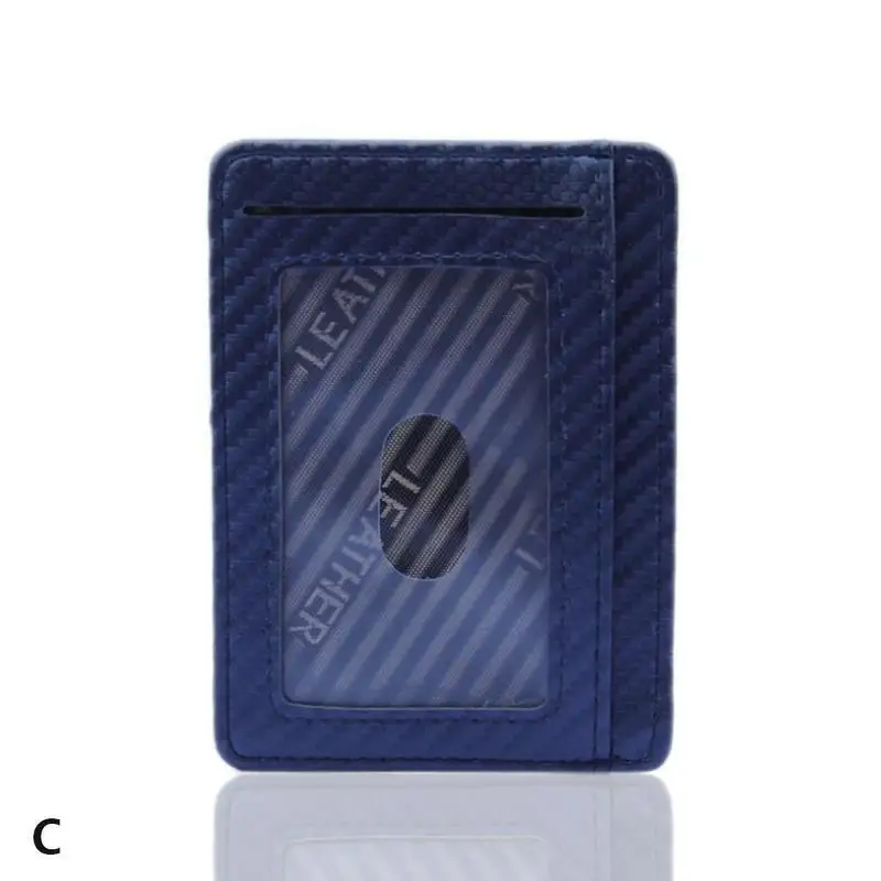 RFID Блокировка мини двойной бумажник мужской тонкий кошелек с передним карманом из искусственной кожи зажим для денег кошелек - Цвет: C
