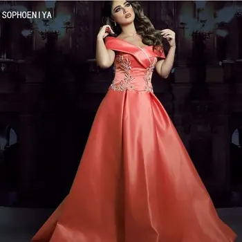 

New Arrival V Neck Satin A-Line Formal dresses women Party night Abendkleider 2020 Crystals Beading Prom Party evening dress