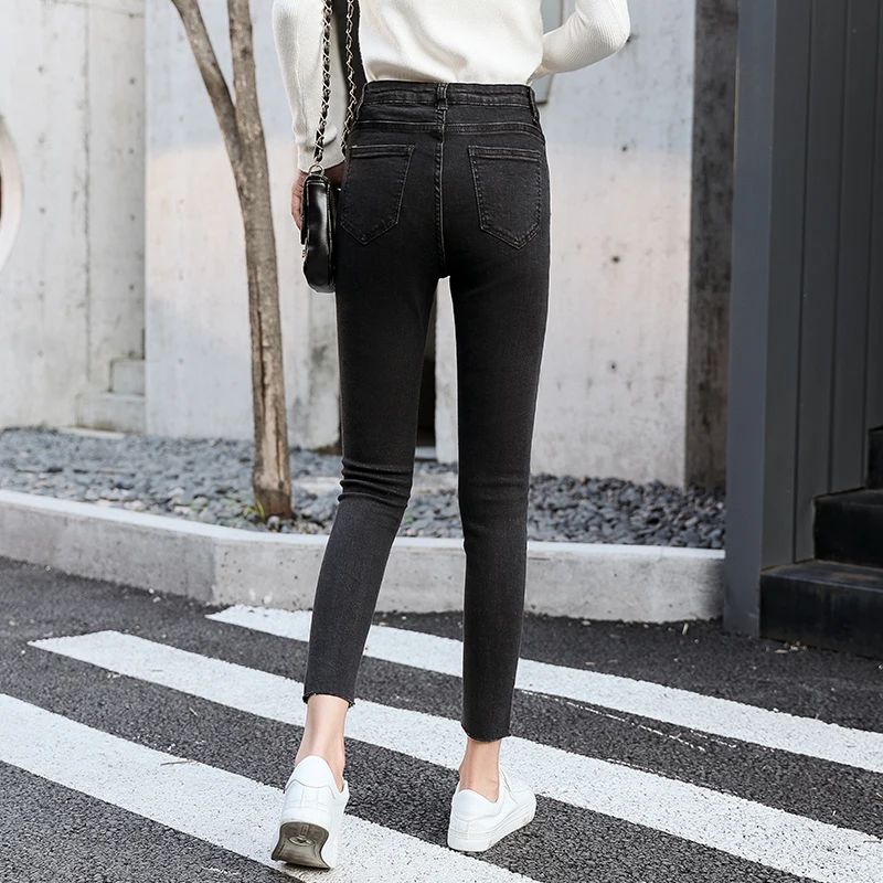 GUUZYUVIZ Pencil Jeans Woman High Waist Denim Pants Ladies Autumn Winter Jean Femme Vintage Casual Plus Size Jeans