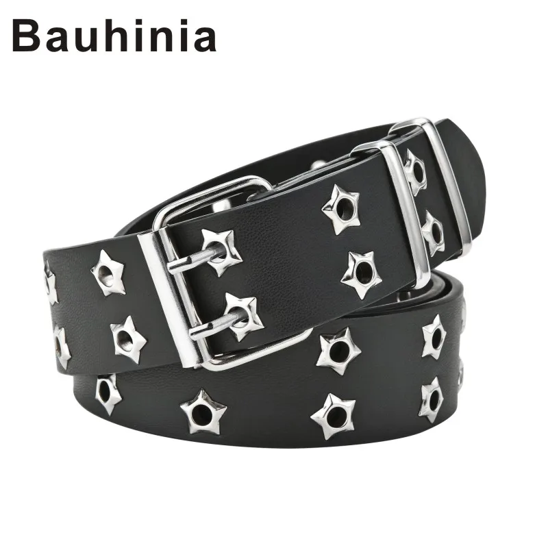 

Bauhinia brand new star eye decoration double row hole wide belt fashion alloy pin buckle wild punk belt female