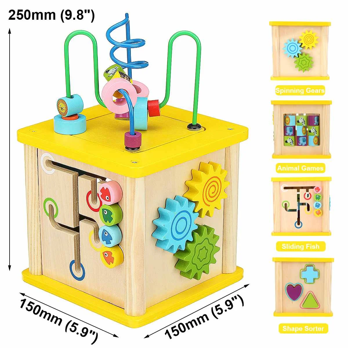 Деревянные развивающий Куб 5 в 1 шарик лабиринт многоцелевой обучающая игрушка деревянная форма цвет сортировщик для детей