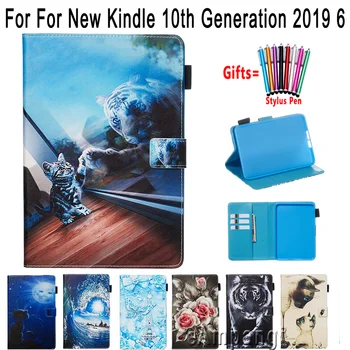 

Case For New Kindle 10th Generation 2019 6 inch Smart Cover Soft Shockproof Funda Animal Pattern Tablet Shell Capa