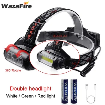 

Rechargeable 800 lumens COB Headlamp Portable Q5 Waterproof Frontal Headlight Rotatable 8 Modes Hunting Running Lantern Torch