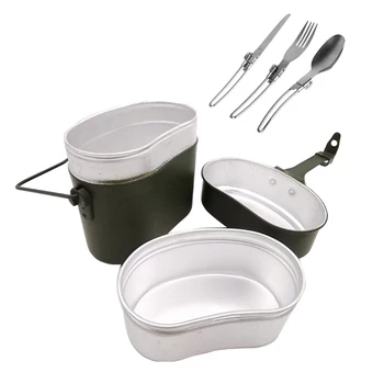 

1 Piece Camping Picnic Cooker Hiking Survival Bento Lunch Box Pot/Bowl 3-Piece Picnic Tableware Set