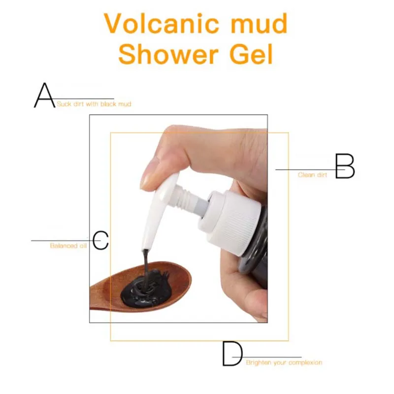 250 мл вулканическая Грязь гель для душа для всего тела быстрое глубокое отбеливание чистая кожа увлажняющий, отшелушивающий уход за телом гель для ванны масло