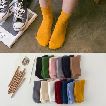 

Chic Women's Cotton Harajuku Fluorescent Color Socks Ladies Girl's 13 Colors Neon Piles Heap Socks Vintage Candy Color Sox Hose