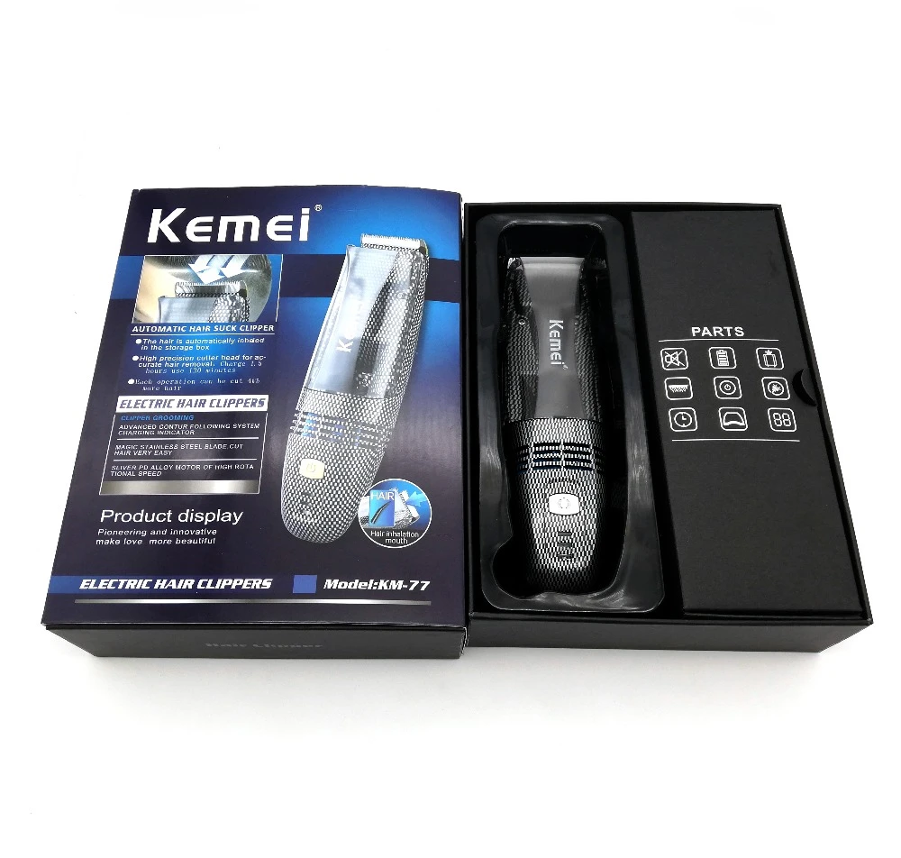 KEMEI перезаряжаемый триммер для волос профессиональная Мужская вакуумная машинка для стрижки волос беспроводной электрический триммер с одним лезвием машинка для стрижки волос - Цвет: With Box