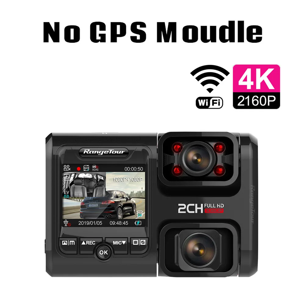 Автомобильный видеорегистратор с двумя объективами, 4 K, 2160 P, сенсор sony, wifi, gps, регистратор, 2 камеры, видеорегистратор, ночное видение, 170 градусов, видеокамера D30H - Название цвета: No GPS Moudle