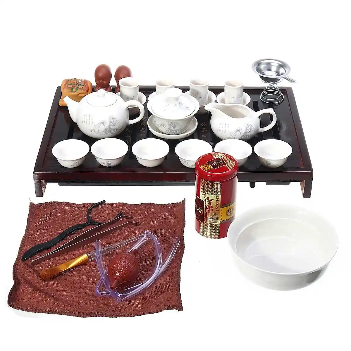 FANGCOOL Taza de t/é de cer/ámica China Juego de t/é Kung Fu Juego de t/é Juego de Regalo Paquete de 6 Negro