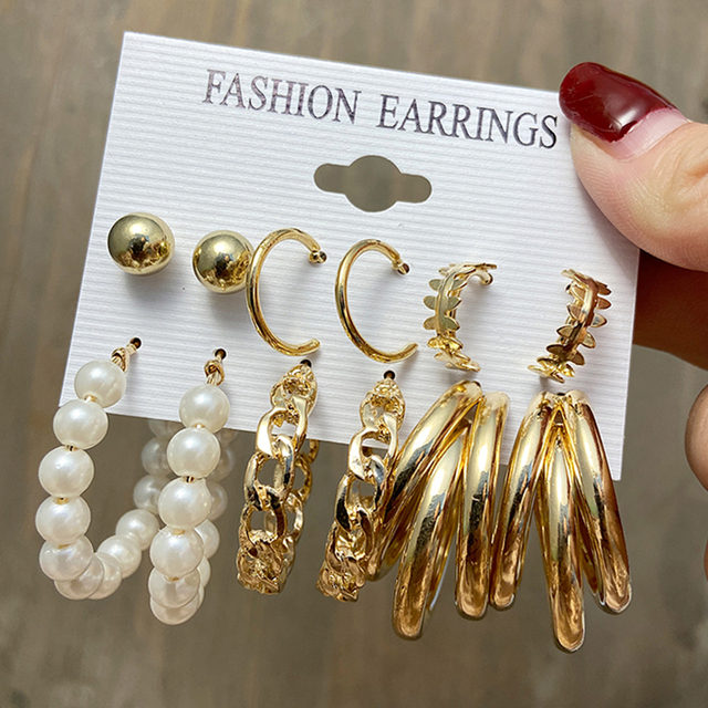 Trendy Gold Silver Color Butterfly Hoop Earrings Set For Women Snake Pearl Resin Hoop Earrings Brincos Party Jewelry