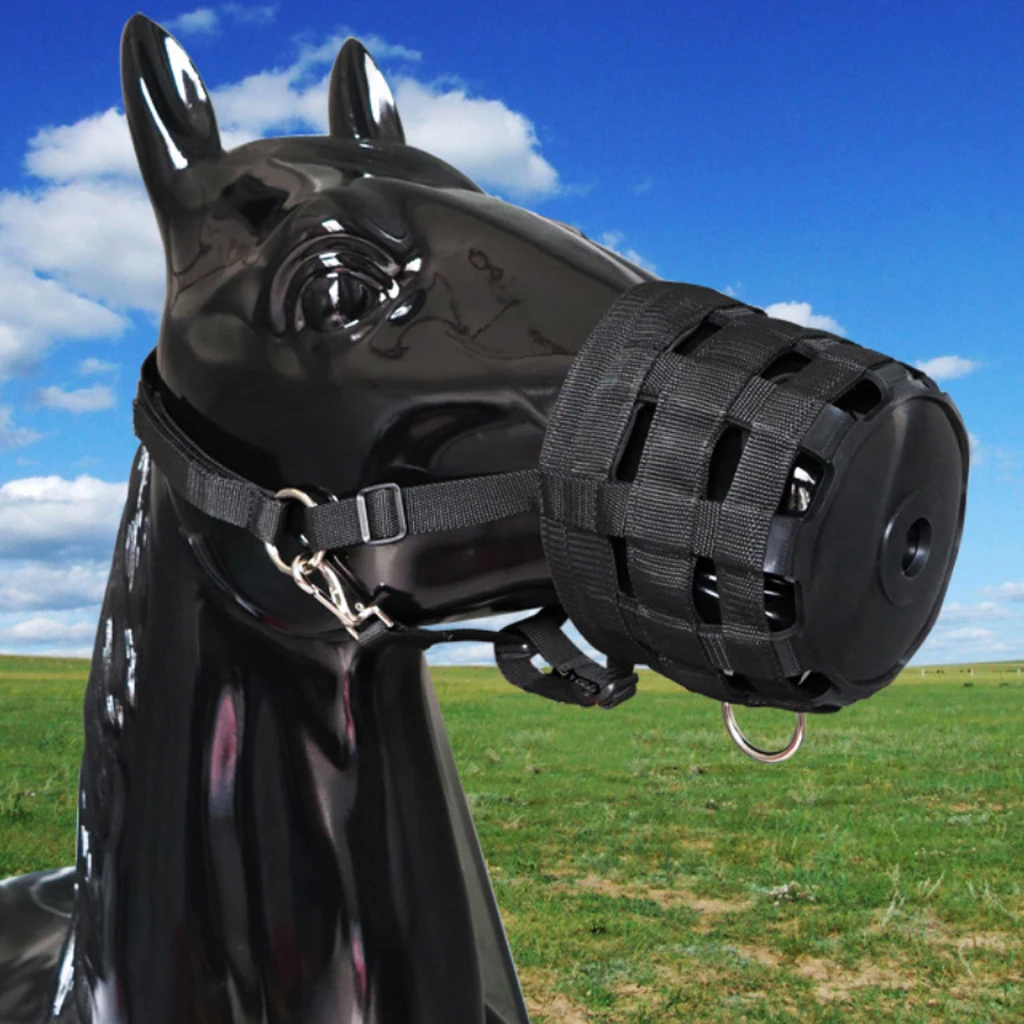 Easy Breathe Grazing Muzzle Horse Pony Nylon Grass Grazing Muzzle with Halter Adjustable Comfortable