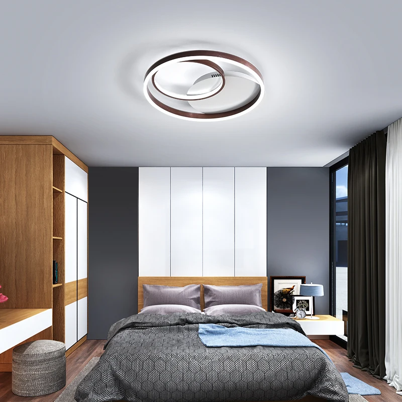 

Modern led ceiling lights plafon for living room Bedroom Study room Gold coffee finished Metal Round ceiling lamp for children