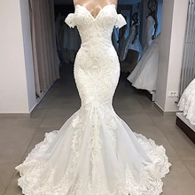 Vestido De Noiva Sereia Эротическое с бисером кружева Русалка Свадебные платья с открытыми плечами Свадебные платья для невесты Robe De Mariee платье