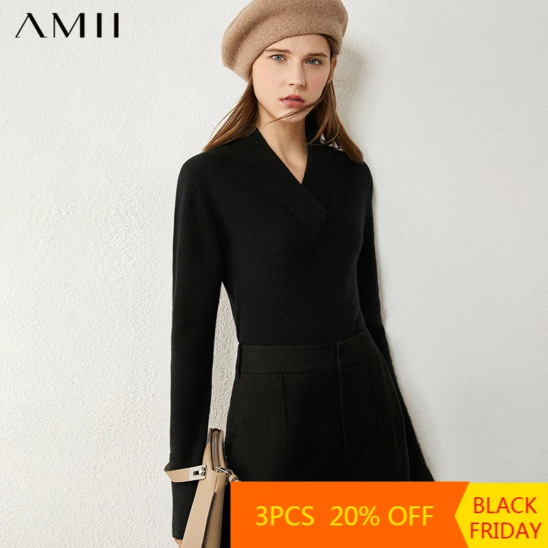 Amii Minimalism Winter Sweaters For Women Causal