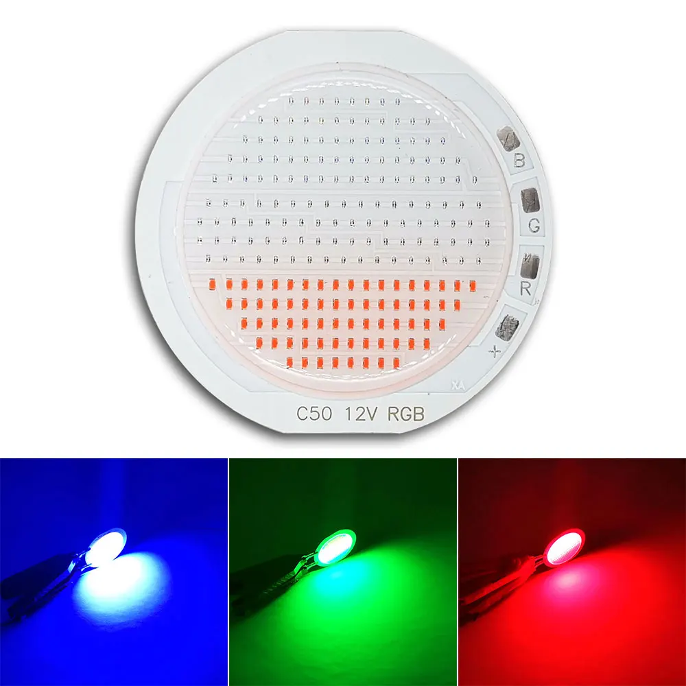 50 мм Круглый 12V RGB светодиодный COB светильник бескорпусный чип 10 Вт 15 ручная сборка