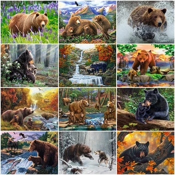 

EverShine Paint By Numbers Kit Bear Wall Art Hand Painted Sale Animals Picture Drawing Canvas Home Decor