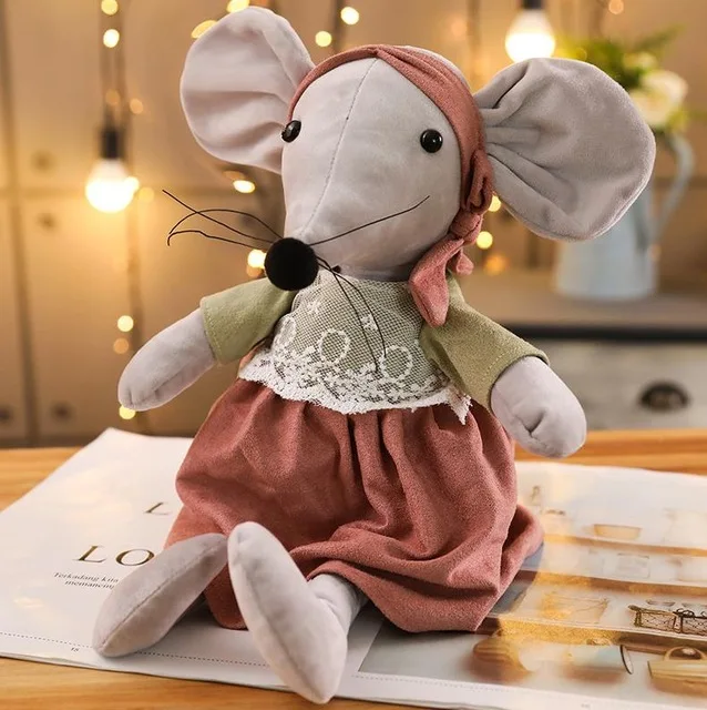 1 шт. 42 см Kawaii мультфильм мышь плюшевая мышь игрушка с юбкой Кукла Мягкая кукла животных Дети Девочки День рождения Рождественский подарок - Цвет: 3